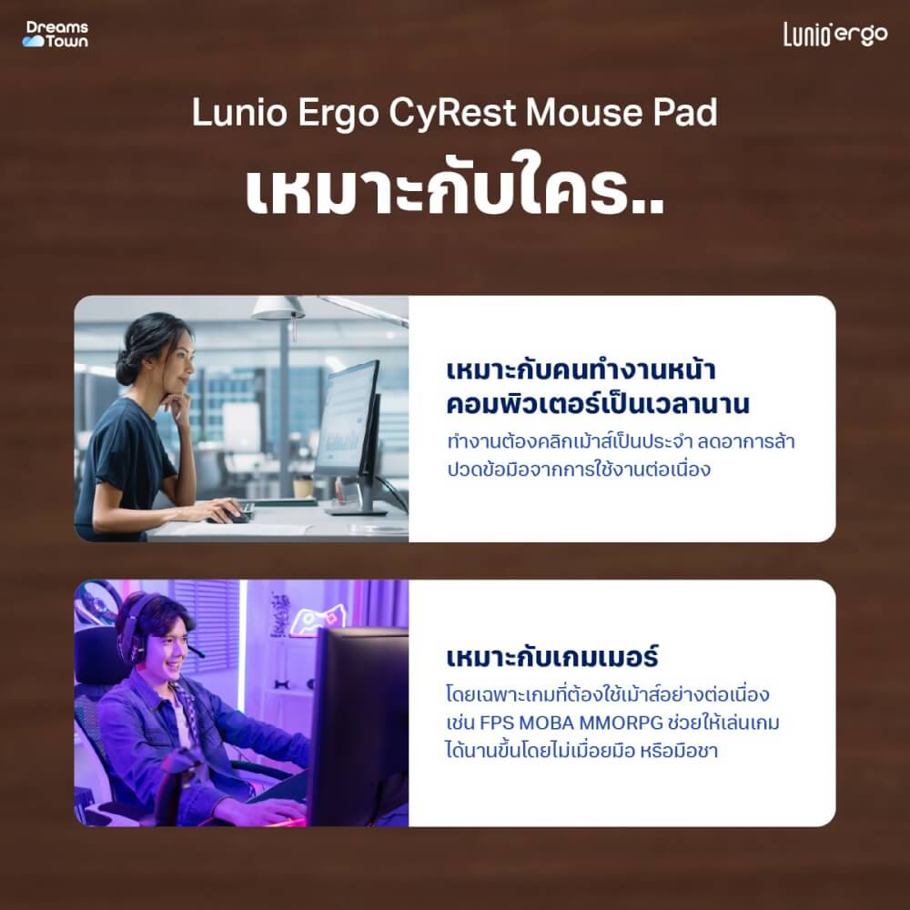 แผ่นรองเมาส์ LUNIO ERGO CYREST MOUSE PAD DARK GRAY สีเทาเข้ม